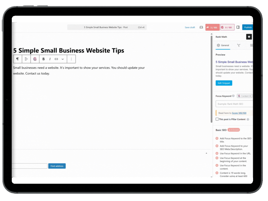 Rank Math On Page SEO